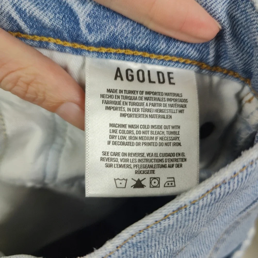 AGOLDE Nico Slim Jeans Womens 28 Blue High Rise Distressed Button Fly Casual